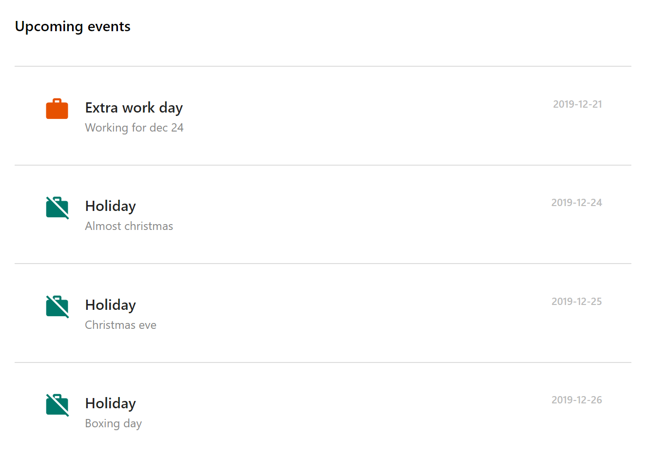 Upcoming events